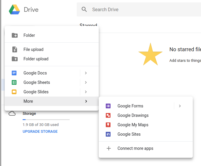 Google Drive - More Menu