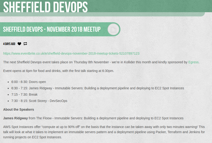 Sheffield Devops - November 2018 Meetup