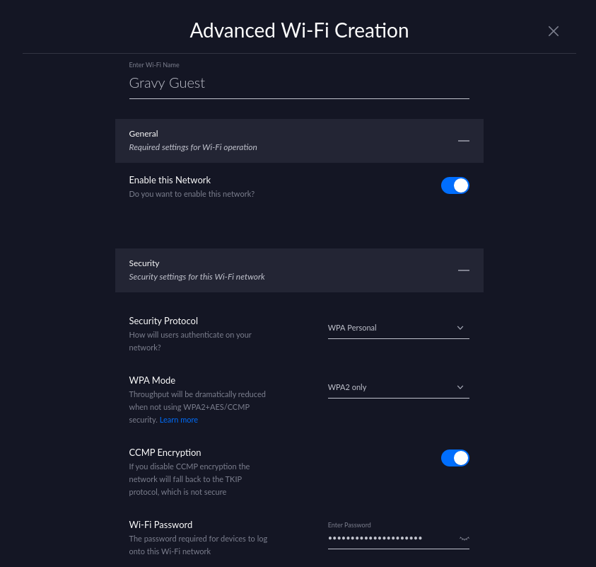 Configure your new WiFi Network
