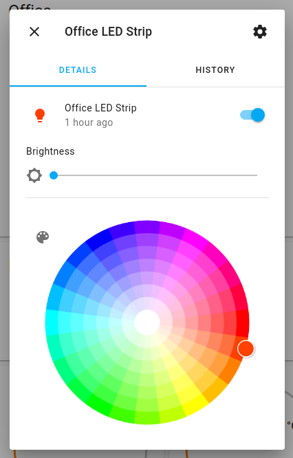 Office LED Strip light control in Home Assistant