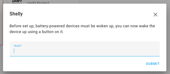 Home Assistant prompting for the IP address when adding the device via the Devices & Services page in Home Assistant