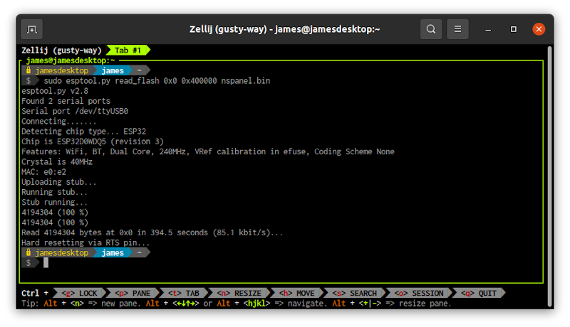 Backing up Sonoff NSPanel firmware