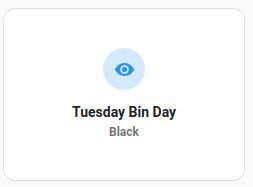 Blue bin day icon for a black bin day