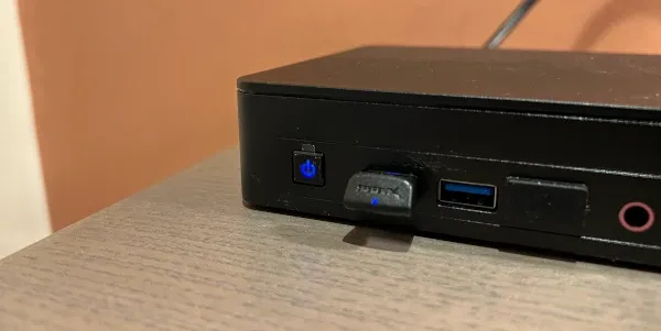 NUC running Raspberry Pi with a momentary power button