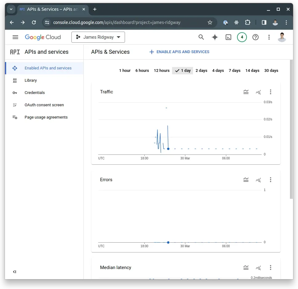New Project in Google Cloud Console